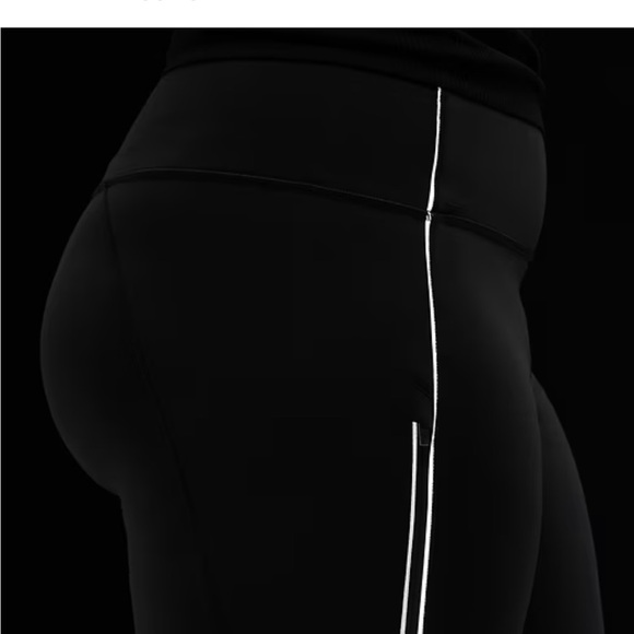 Athleta Women's Black High-Waisted Leggings rainier reflective stripe tight size - Picture 2 of 3